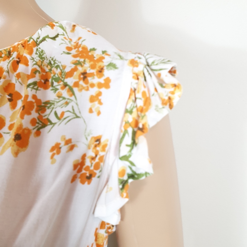 NWT Mombasa rose Floral maxi dress orange Sze L Bohomeian ruffled tiered summer - Picture 6 of 10